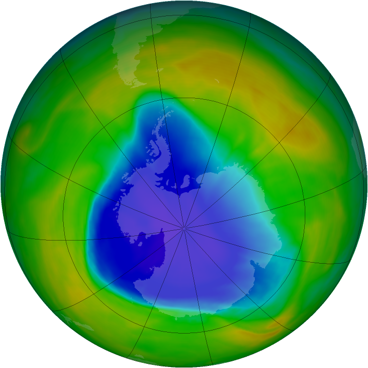 Antarctic ozone map for 07 November 2007